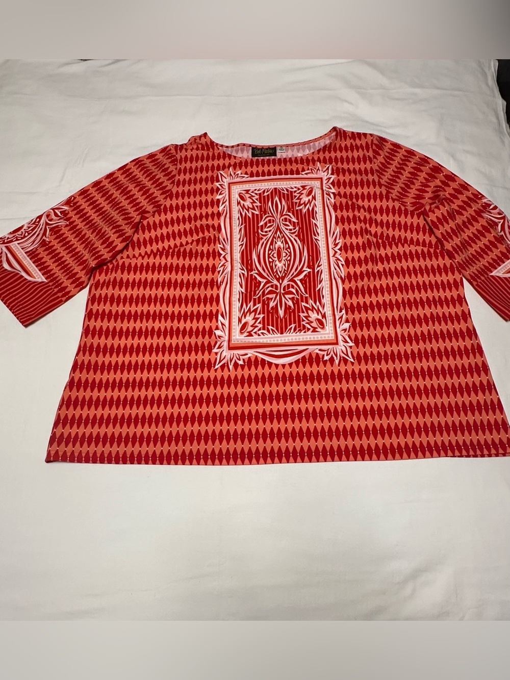 Bob Mackie Geometric Print Women's Top with White Center Panel